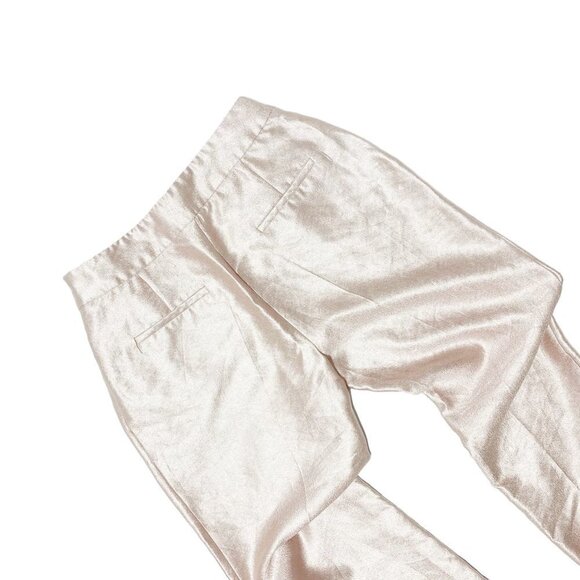 ZARA Women's Metallic Pink High Waist Cropped Cigarette Prom Pants - Picture 7 of 7